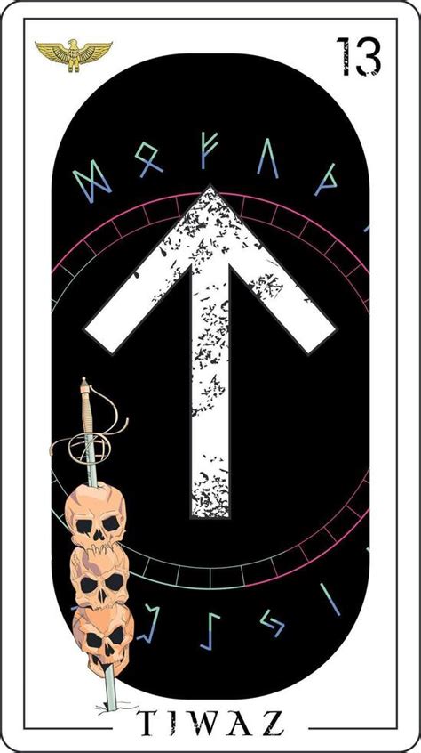 Viking Tarot Card With Runic Alphabet Runic Letter Called Tiwaz With