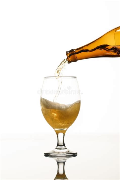 Pouring From Bottle Into Glass Isolated Stock Image Image Of Beer