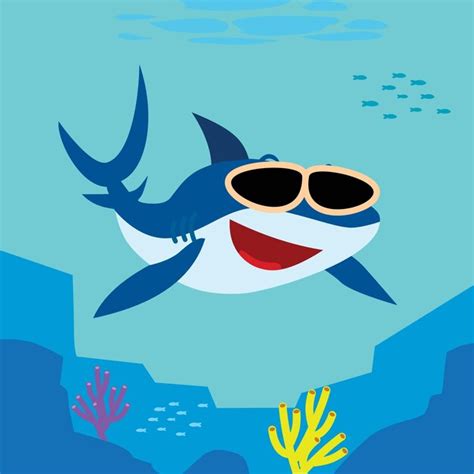 Premium Vector Vector Cartoon Cute Shark Wearing Sunglasses