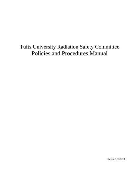 PDF Tufts University Radiation Safety Committee Policies