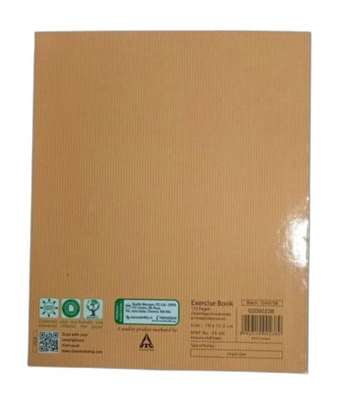 Hand Cover Laminated Paper Classmate School Notebook 175 Sheet Size