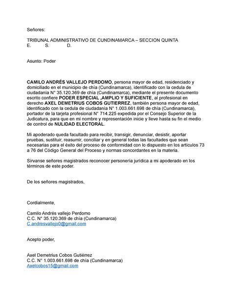 Poder Administrativo Se Ores Tribunal Administrativo De Cundinamarca