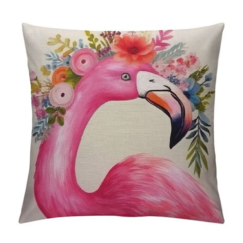 Gosmith Throw Pillow Covers Animal With Flower Wreath Square Home