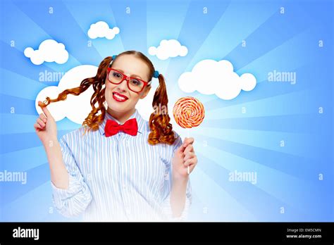 Funny girl with lollipop Stock Photo - Alamy