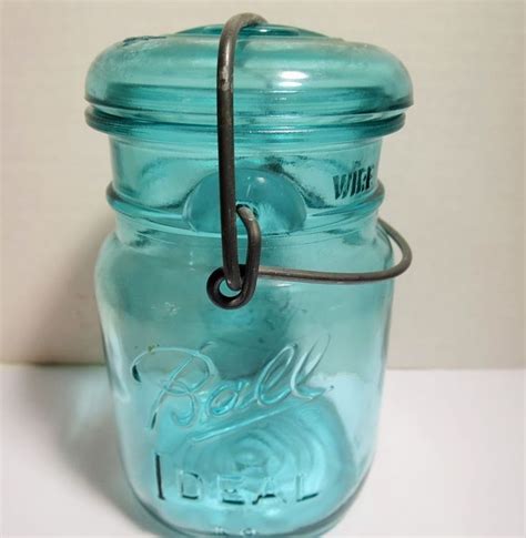 Vtg Ball Ideal Blue Mason Bicentennial Pint Jar 1776 1976 Eagle Wire