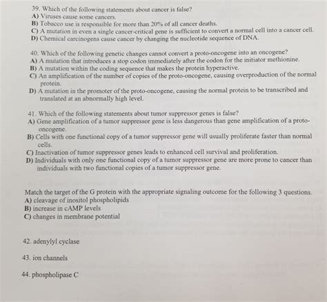 Solved 39. Which of the following statements about cancer is | Chegg.com