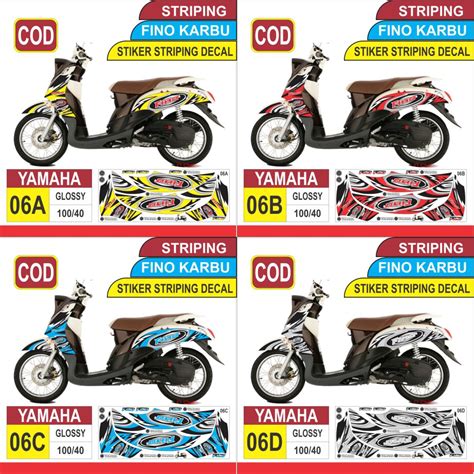 Jual Sticker Striping Yamaha Mio FINO Karbu Variasi Glossy AR 06 Semua