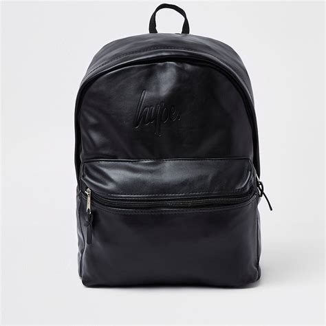 Hype Black Faux Leather Backpack Backpacks Rucksacks Bags Men