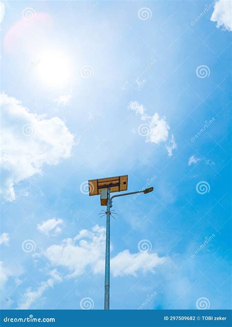 Solar Powered Lights Installed on the Street Stock Photo - Image of
