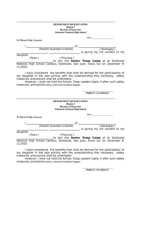 GSP-parents consent - helpful!! - DEPARTMENT OF EDUCATION Region I