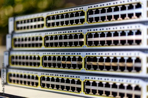 stack  network switches  empty ports exposed  removed