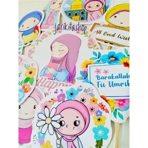 Jual CAKE TOPPER HAPPY BIRTHDAY MET MILAD MUBARAK BARAKALLAH FII UMRIK ...