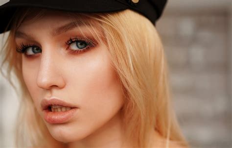 Wallpaper Look Girl Face Hair Portrait Blonde Cap Dmitry Lobanov