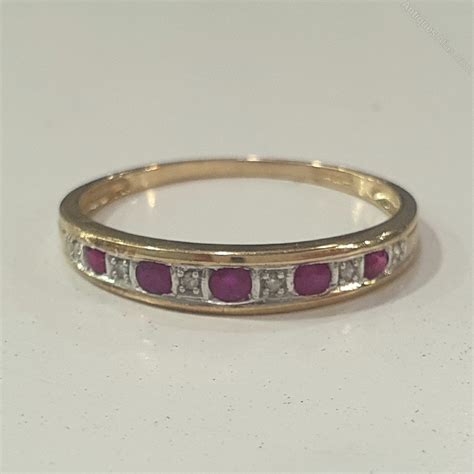 Antiques Atlas Ruby Diamond Ct Gold Half Eternity Ring