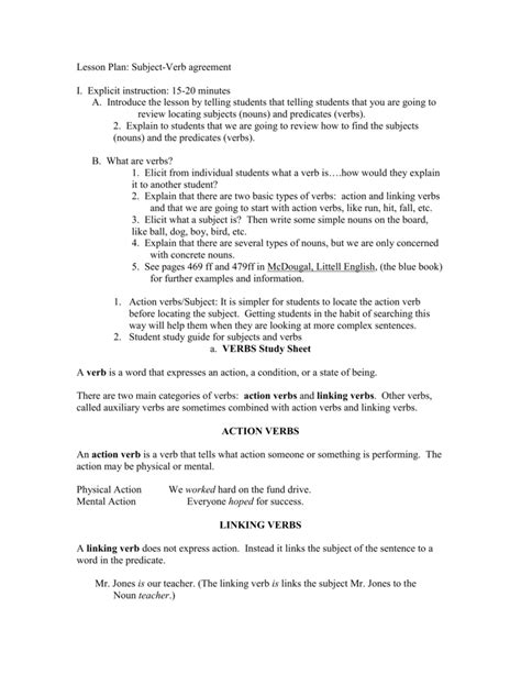 Subject Verb Agreement Lesson Plandocx Detailed Lesson Plan In Images