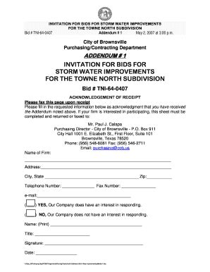 Fillable Online Invitation For Bids For Storm Water