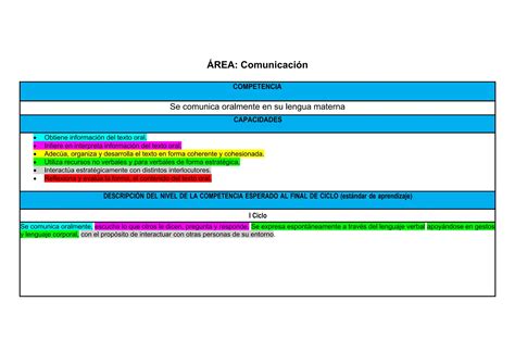 Matriz de los estandares competencias capacidades y desempeños del