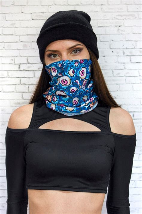 Ice Cream Neck Gaiter Tube Scarf Women Eyes Neck Gaiter Etsy