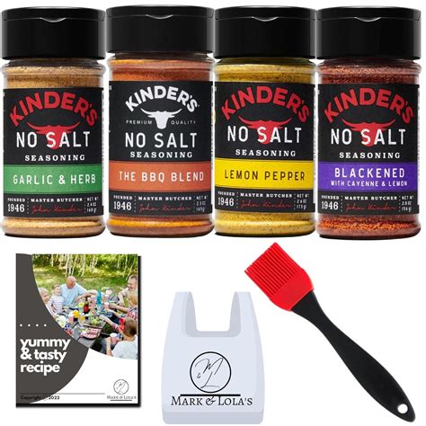 Kinder S No Salt Seasoning Flavor Bundle 2 2 6 Oz With Mark And Lola S Recipe And Silicon