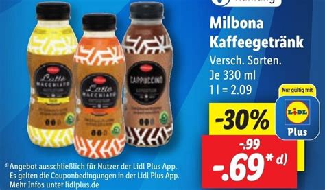 Milbona Kaffeegetränk 330 ml Angebot bei Lidl