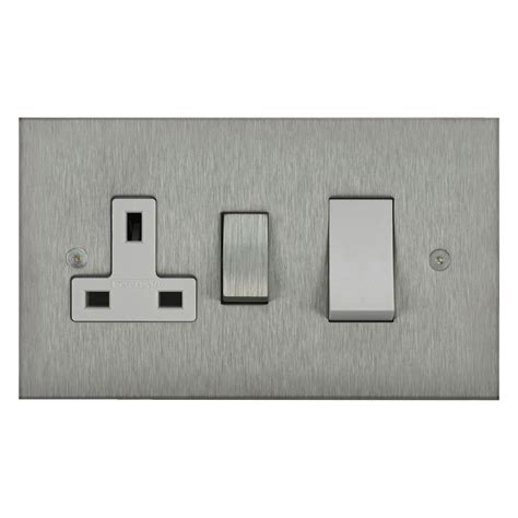 Horizon Square Cooker Switch 1 Gang 45 Amp Socket Outlet Satin Stainless Steel Mr Resistor