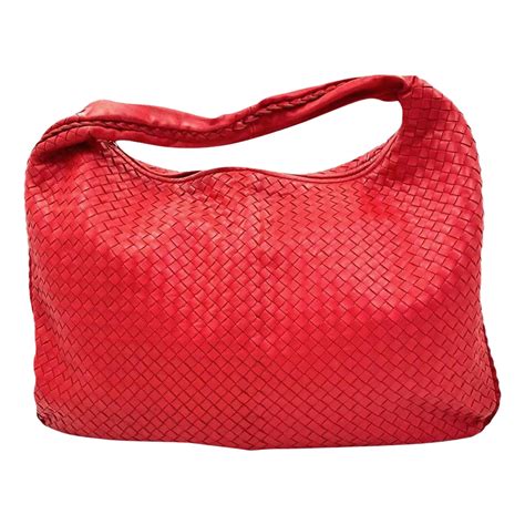 Bottega Veneta Intrecciato Hobo Bag In Red Leather Large For Sale At