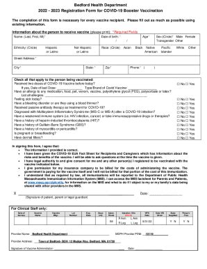 Fillable Online Bedford Health Department Registration Form