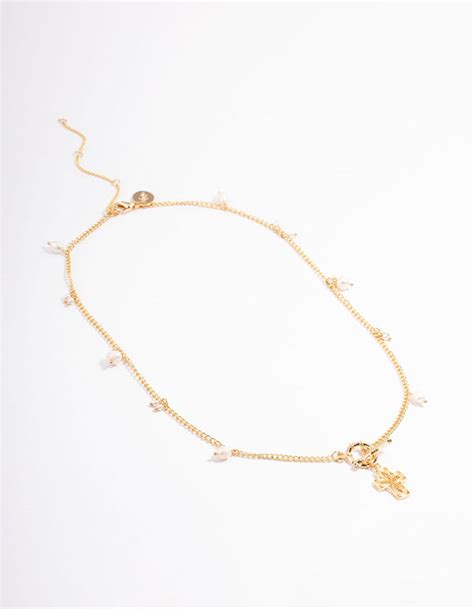 Gold Plated Freshwater Pearl Charm Fob Charm Necklace Lovisa