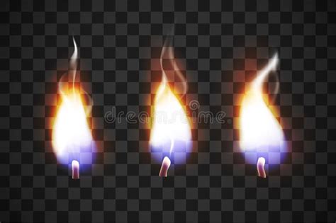 Realistic Flame Candles With The Effect Of Transparency Stock Vector