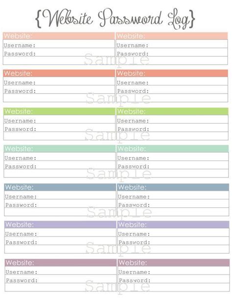 Free Printable Password Log Template Bing Images