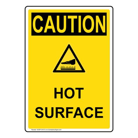 Vertical Hot Surface Sign Osha Caution