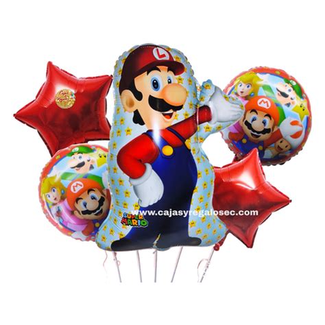 Bouquet Set De Globos Mario Bros Luigi Cajasyregalosec