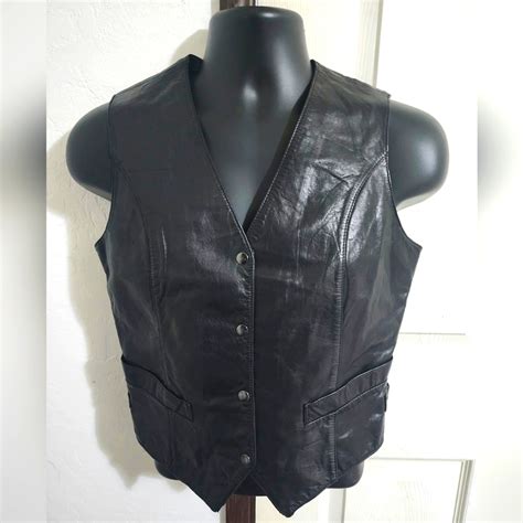 Vintage Harley Davidson Leather Vest With Buttons Wom Gem