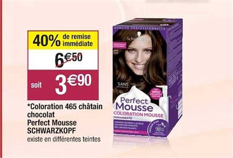 Promo Coloration 465 Châtain Chocolat Perfect Mousse Schwarzkopf chez