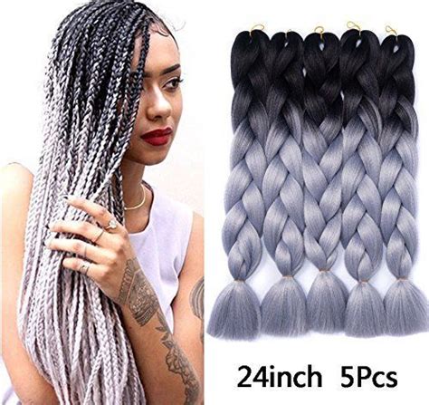 Besteffie Kanekalon Hair Extensions 24inch 5pcslot Synthetic Fiber For Twist Jumbo Braiding