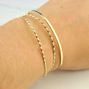 14K Gold Bangles Set of Three Bangles Gold Filled Bangle - Etsy