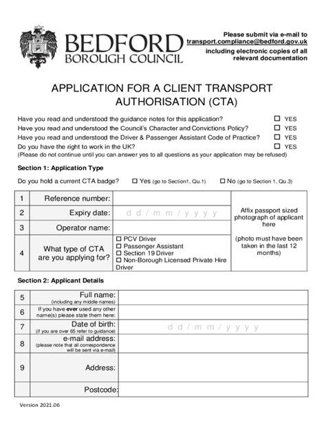 Fillable Online CTA Application Form V 06 2021 CT Pdf Fax Email Print