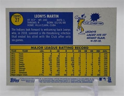 2019 Topps Heritage 27 Leonys Martin For Sale Online EBay