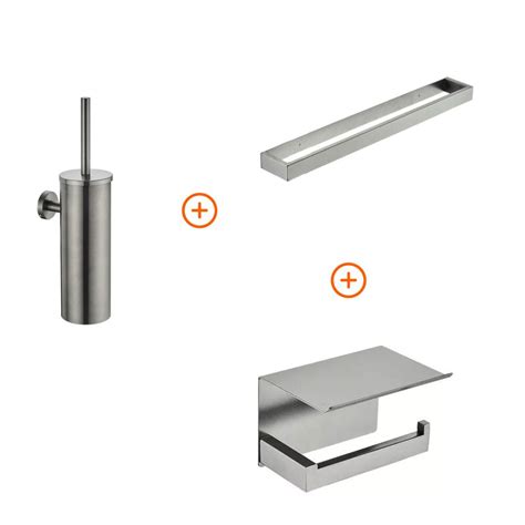 Toilet Accessoires Set Gun Metal Design Met Beugel Voordelig Design