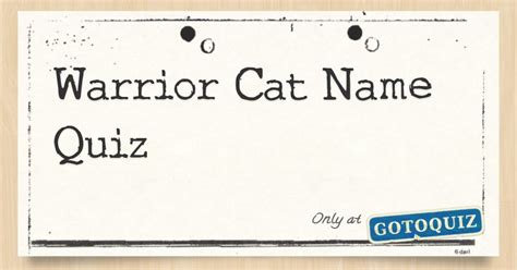 Warrior Cat Name Quiz