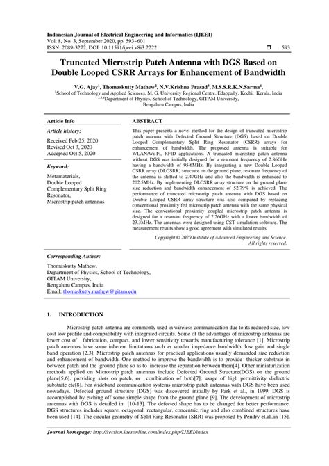 Pdf Truncated Microstrip Patch Antenna With Dgs Based On Double