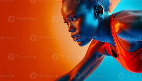 Close mid-view of a female athlete in mid-action during a high