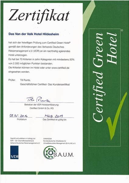 Das Zertifikat Certified Green Hotel