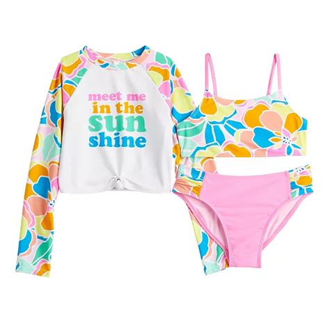 Girls 7 16 So® Summer Fun Rashguard Top And Bottoms Swimsuit Set Set