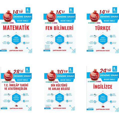 Nartest Yayınevi LGS 8 Sınıf Nar Tanesi Deneme Seti 2020 Kitabı