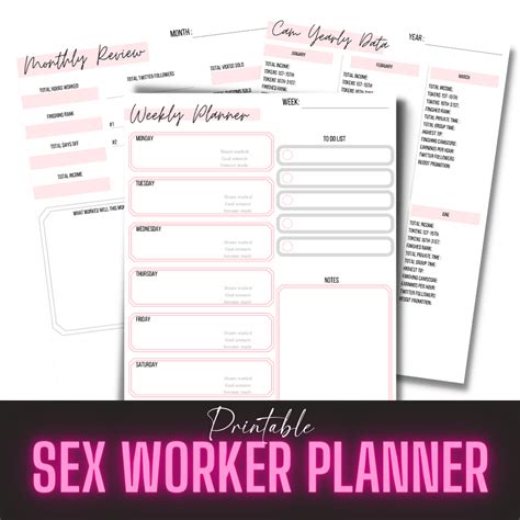 Sex Worker Planner Printable Adult Girl Boss