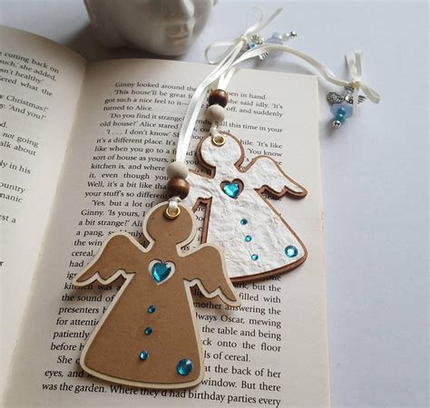 Angel Bookmarks Wooden Bookmarks Set of 2 Beaded