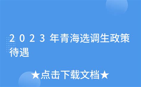 2023年青海选调生政策待遇