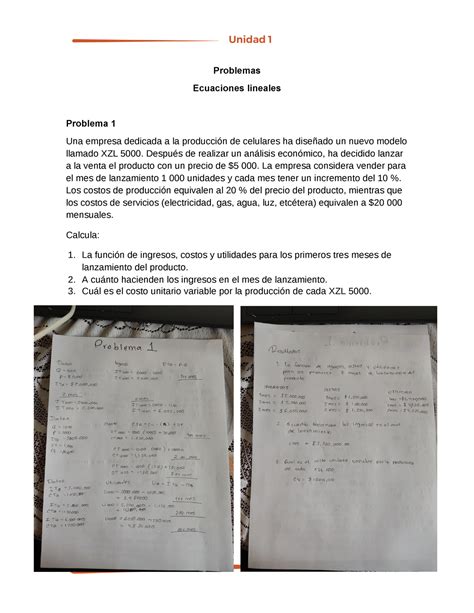 Act1 Matemáticas para negocios Problemas Ecuaciones lineales Problema