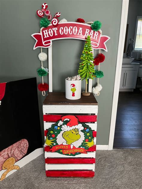 Grinch Hot Cocoa Bar Grinch Christmas Decorations Holiday Crafts Christmas Office Christmas